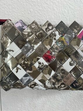 Nahui Ollin Woven Patchwork Gray and Black Women’s Clutch